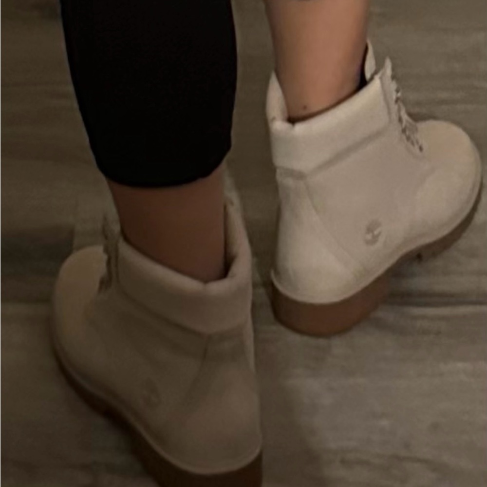 Cream Ankle Boots with Brown Sole